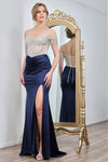 Load image into Gallery viewer, Prom Dresses Prom Long Fitted Corset Formal Beaded Dress Navy