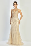 Load image into Gallery viewer, Prom Dresses Fitted Long Formal Beaded Prom Dress Champagne
