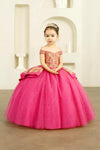 Load image into Gallery viewer, LA Merchandise LAZSCK320 Girls Embroidered Off Shoulder A-Line Gown with Satin Ruffles