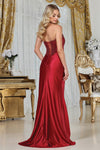 Load image into Gallery viewer, Wholesale Strapless Sweetheart Beaded Sheath Glitter Satin Prom Evening Gown with Slit by LAL3338
