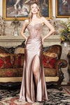 Load image into Gallery viewer, Wholesale Strapless Sweetheart Beaded Sheath Glitter Satin Prom Evening Gown with Slit by LAL3338