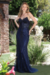 Load image into Gallery viewer, Prom Dresses Long Fitted Formal Prom Beaded Dress Navy