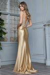 Load image into Gallery viewer, Wholesale Strapless Beaded Corset Prom Dress with High Slit Satin Skirt by LAL3346