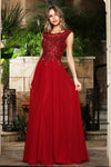 Load image into Gallery viewer, Wholesale Illusion Bateau Neck Cap Sleeve Beaded Sequin A-Line Chiffon Evening Gown by LAL3353-03