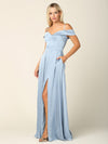 Load image into Gallery viewer, Off-Shoulder Satin A-Line Evening Gown With Slit By LA Merchandise LAV3355 - Dusty Blue - Formal Dress LAV