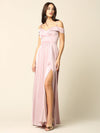 Load image into Gallery viewer, Off-Shoulder Satin A-Line Evening Gown With Slit By LA Merchandise LAV3355 - Mauve - Formal Dress LAV