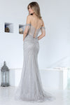 Load image into Gallery viewer, Wholesale Off-Shoulder Beaded Fringe Rhinestone Sheath Prom Dress with High Slit by LAL3362
