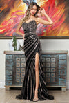 Load image into Gallery viewer, Wholesale Strapless Sequin Beaded Sheath Prom Evening Gown with Slit by LAL3395