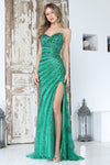 Load image into Gallery viewer, Prom Dresses Fitted Sequin Slit Formal Long Prom Dress Adora Design 3395 Jade Green