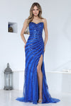 Load image into Gallery viewer, Prom Dresses Fitted Sequin Slit Formal Long Prom Dress Adora Design 3395 Royal Blue