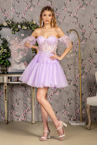 LA Merchandise LAS3396 Detachable Train Sheer Bodice Pageant Gown