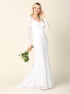 Load image into Gallery viewer, LA Merchandise LAV3407 Long Sleeve Lace Mermaid Wedding Dress with V-Neckline, Low Back, and Train