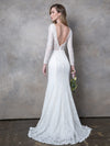 Load image into Gallery viewer, LA Merchandise LAV3407 Long Sleeve Lace Mermaid Wedding Dress with V-Neckline, Low Back, and Train