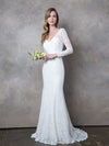 Load image into Gallery viewer, LA Merchandise LAV3407 Long Sleeve Lace Mermaid Wedding Dress with V-Neckline, Low Back, and Train