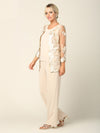 Load image into Gallery viewer, LA Merchandise LAV3426 3-Piece Mother of the Bride Pantsuit with Sheer Floral Jacket Elegant Evening Set