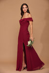 Cargar imagen en el visor de la galería, Long Off-Shoulder Chiffon Dress By LA Merchandise LAV3438 - - Long Bridesmaids Dress LAV