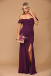 Cargar imagen en el visor de la galería, Long Off-Shoulder Chiffon Dress By LA Merchandise LAV3438 - Plum - Long Bridesmaids Dress LAV
