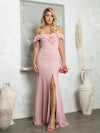 Cargar imagen en el visor de la galería, Long Off-Shoulder Chiffon Dress By LA Merchandise LAV3438 - Dusty Rose - Long Bridesmaids Dress LAV