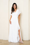 Load image into Gallery viewer, Long Formal Ruffle Sleeve Chiffon Evening Dress By LA Merchandise LAV3442 - Off White - Formal Dress LAV