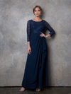 Load image into Gallery viewer, 3/4 Sleeve Lace Ankle-Length Mother of the Bride Gown By LA Merchandise LAV3446 - Navy - Mother of the Bride Dresses LAV