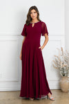 Load image into Gallery viewer, LAV3468 Wholesale Short Bell Sleeve Mother of the Bride Dress with Round Keyhole Neckline