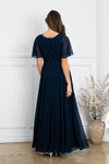 Load image into Gallery viewer, LAV3468 Wholesale Short Bell Sleeve Mother of the Bride Dress with Round Keyhole Neckline