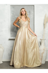 Load image into Gallery viewer, Metallic Formal Prom Dress By LA Merchandise LAV3478 - Gold - Prom Dresses LAV