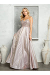 Load image into Gallery viewer, Metallic Formal Prom Dress By LA Merchandise LAV3478 - Mocha - Prom Dresses LAV