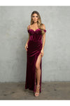 Load image into Gallery viewer, Cold Shoulder Long Velvet Evening Dress By LA Merchandise LAV3488 - - Prom Dresses LAV