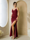 Load image into Gallery viewer, Formal Long Fitted Bridesmaids Evening Dress By LA Merchandise LAV3492 - Burgundy - Prom Dresses LAV
