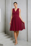 Load image into Gallery viewer, Wholesale Sleeveless Ruched Bodice Pleated Waistband A-Line Short Chiffon Dress by LAV3495