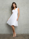 Load image into Gallery viewer, Wholesale Sleeveless Ruched Bodice Pleated Waistband A-Line Short Chiffon Dress by LAV3495