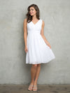 Load image into Gallery viewer, Wholesale Sleeveless Ruched Bodice Pleated Waistband A-Line Short Chiffon Dress by LAV3495