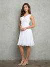 Load image into Gallery viewer, Wholesale Sleeveless Ruched Bodice Pleated Waistband A-Line Short Chiffon Dress by LAV3495