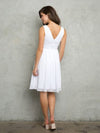 Load image into Gallery viewer, Wholesale Sleeveless Ruched Bodice Pleated Waistband A-Line Short Chiffon Dress by LAV3495
