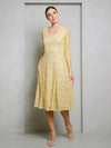 Load image into Gallery viewer, Wholesale Sequin Lace A-Line Tea-Length Dress with 3/4 Sleeves V-Neck Dress by LAV3497 - Champagne - Mother of the Bride Dresses LAV