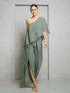 Load image into Gallery viewer, One-Shoulder Formal Jumpsuit With Slit By LA Merchandise LAV3499 - Eucalyptus - Jumpsuit LAV