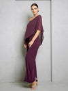 Load image into Gallery viewer, One-Shoulder Formal Jumpsuit With Slit By LA Merchandise LAV3499 - Plum - Jumpsuit LAV