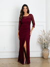 Load image into Gallery viewer, Long Mother Of The Bride Formal Dress With Slit By LA Merchandise LAV3501 - Burgundy - Mother of the Bride Dresses LAV