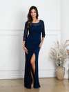 Load image into Gallery viewer, Long Mother Of The Bride Formal Dress With Slit By LA Merchandise LAV3501 - Navy - Mother of the Bride Dresses LAV
