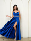 Load image into Gallery viewer, Long A-Line Prom Dress With Slit And Pockets By LA Merchandise LAV3506 - Royal - Prom Dresses LAV
