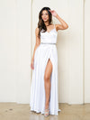 Load image into Gallery viewer, White Long Bridal Gown With Front Slit By LA Merchandise LAV3506