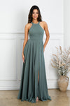 Load image into Gallery viewer, A-Line Formal Prom Dress With Side Slit By LA Merchandise LAV3513 - Eucalyptus - Prom Dresses LAV
