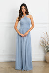 Load image into Gallery viewer, Long A-Line Formal Bridesmaid Dress By LA Merchandise LAV3520 - Dusty Blue - Formal Dresses LAV