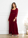 Load image into Gallery viewer, Two-Piece Beaded Formal Evening Dress Set By LA Merchandise LAV3527 - Burgundy - Formal Dresses LAV