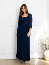 Load image into Gallery viewer, Two-Piece Beaded Formal Evening Dress Set By LA Merchandise LAV3527 - Navy - Formal Dresses LAV