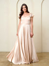 Load image into Gallery viewer, A-Line Formal Prom Dress With Flutter Sleeves By LA Merchandise LAV3532 - Champagne - Formal Dresses LAV