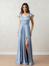 Load image into Gallery viewer, A-Line Formal Prom Dress With Flutter Sleeves By LA Merchandise LAV3532 - Dusty Blue - Formal Dresses LAV