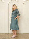 Load image into Gallery viewer, LAV3534 Wholesale 2-Piece Set Sequin Lace Chiffon Dress with Jacket for Mother of the Bride - EUCALYPTUS - Mother of the Bride Dress LAV