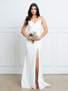 Load image into Gallery viewer, LAV3542 Wholesale Off-White Mermaid Dress with Cowl Neckline &amp; Thigh-High Slit Bridal Dress - OFF-WHITE - Wedding Dress LAV